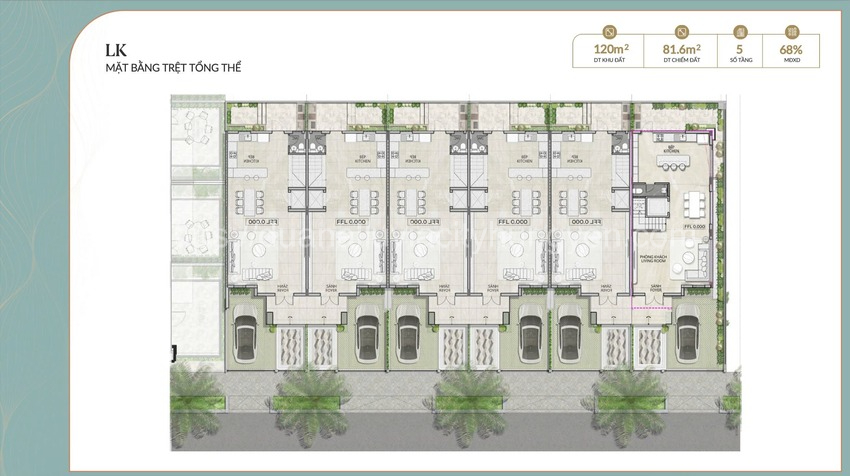 Alluvia City 5 Mặt bằng phân khu liền kề Alluvia City với quy hoạch hợp lý, không gian xanh, tiện ích nội khu đẳng cấp